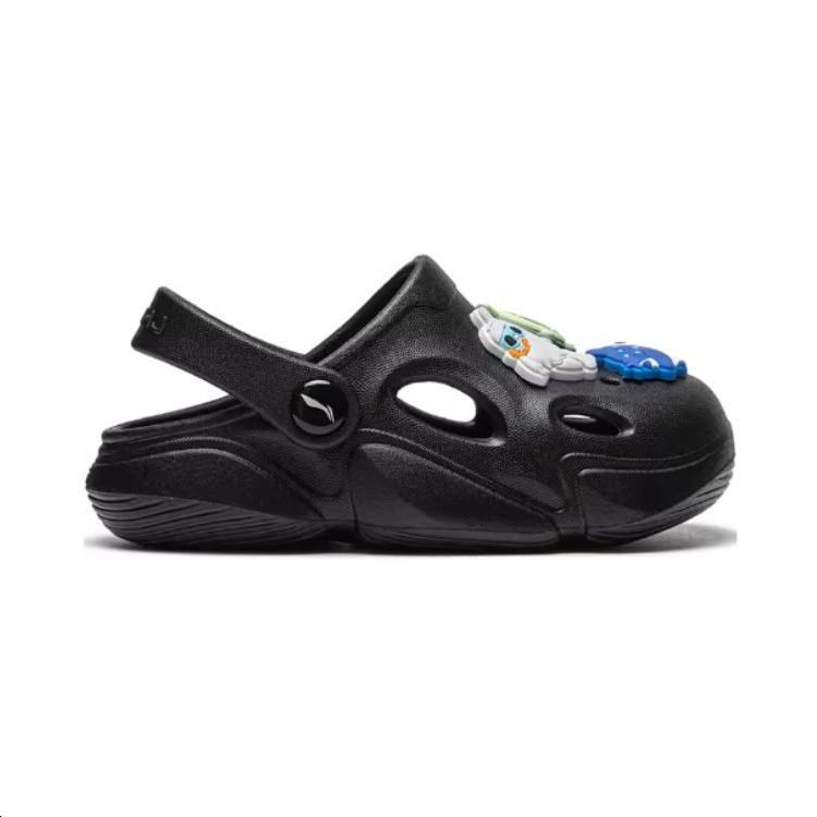 Li Ning Kids EVA Comfortable Fashionable Simple Sandals Kids Sandals Black YKKU010-1