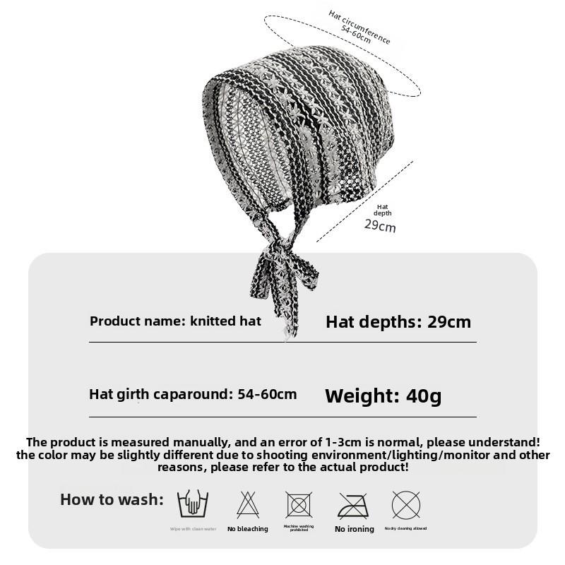 And Black Fashionable White Striped Hollow Knitted Hat For Spring Wear Summer