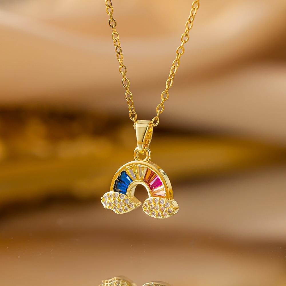 Elegant Luxury Full Zircon Copper Micro Inlaid Necklace Women Simple Exquisite Collarbone Chain Necklace