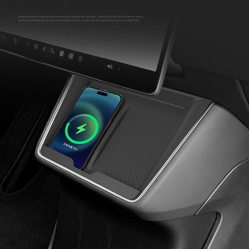 for Tesla Model Y Standard 2026 2025 Wireless Charging Pannel Protector Pad Phone Holder Anti-slip Cushion Silicone Protect Mat