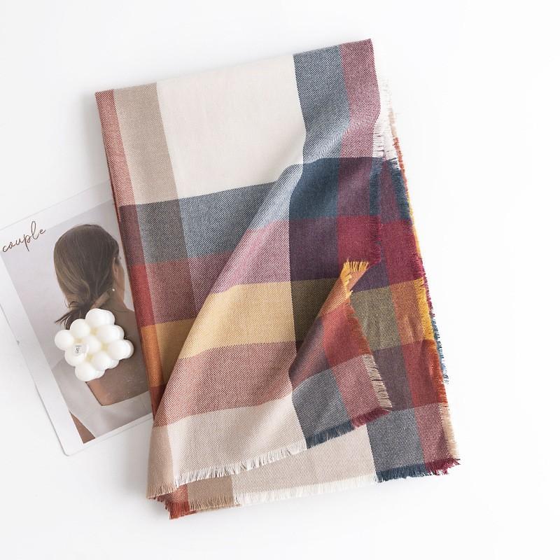 New Plaid Scarf Women's Autumn and Winter Retro Thickened British Style Shawl High End Atmosphere Warm Scarf