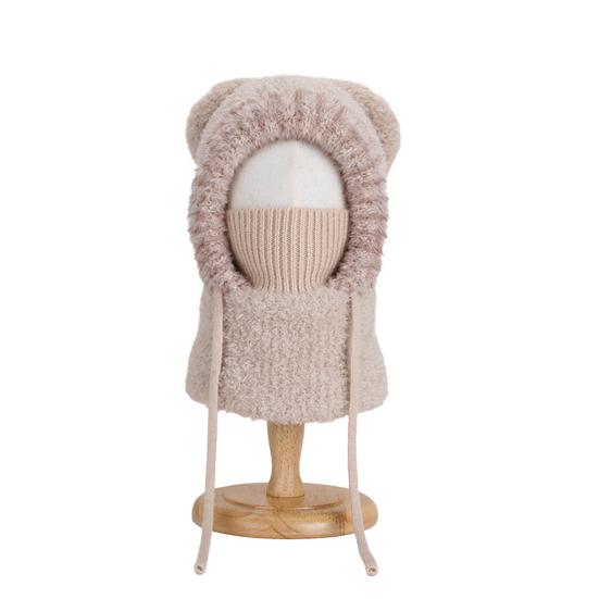 Children Hat Plush Bear Ear Styling Warm Windproof Winter Hat with Face Guard Neckerchief Function Vertical Headgear