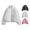 Winter Warm Women's Padded Corduroy Jacket Quilted Down Puffer Coat Thickened Zip Up Long Sleeve Outerwear