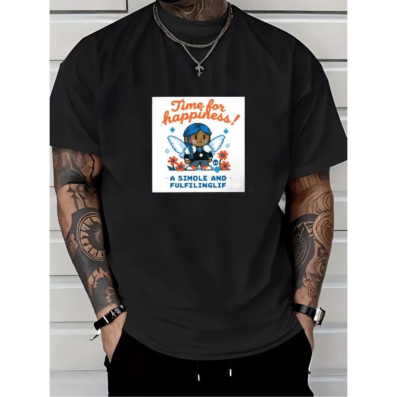 

European Size Time for Happiness - Stylish Shirt for Family Gatherings, Perfect for Summer Vacations and Office Events, Ideal Gift for Any Occasion! 4XL чорний