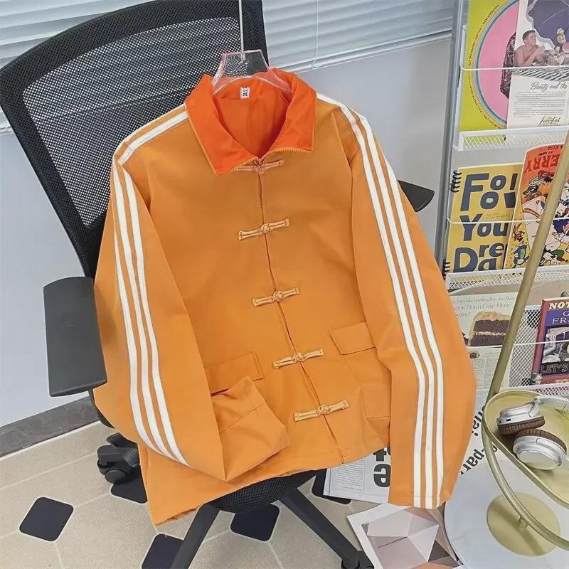 Trendy Unisex Chinese-Style Tang Jacket with Buttoned Design for Spring and Autumn