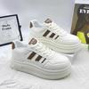 College Style Striped Little White Shoes Women's Shoes Popular 2025 Spring New Versatile Thick-soled Lightweight Casual Board Shoes