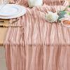 Wedding Pink Gauze Table Runner Semi-Sheer Vintage Cheesecloth Table Setting Dining Party Christmas Banquets Arches Cake Decor