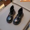 2025 New Black Chains Kids Girls Sock Boots Black Korean Style Versatile Soft Breatheable Simple Children Fashion Short Boots