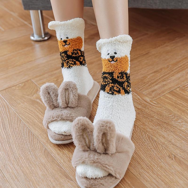 Womens Warm Cute Socks Dog Novelty Animal Socks for Girl Cartoon Casual Crew Funny Fuzzy Crew Winter Home Socks