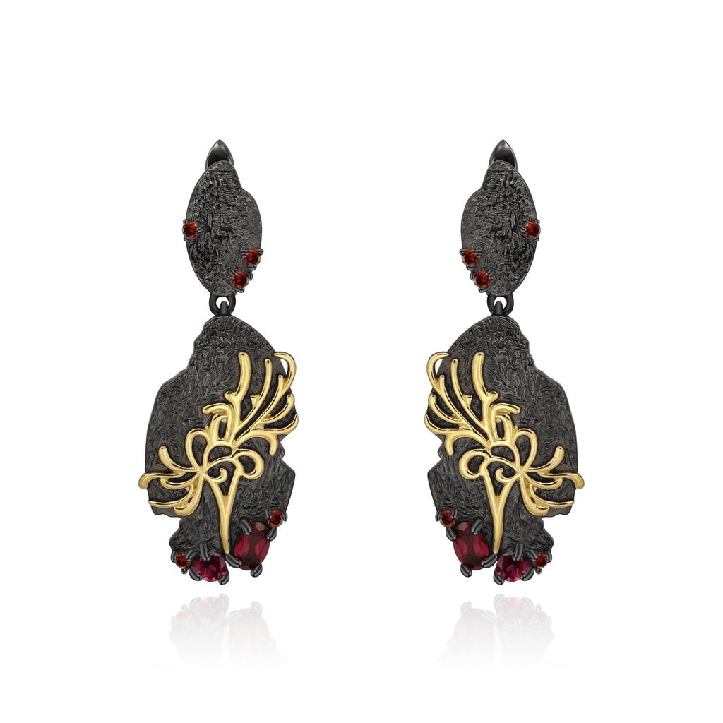 Original Designer High-End-Edelstein-Ohrringe, personalisiertes Design, S925-Silber, natürliche Rosen-Granatapfel-Ohrringe