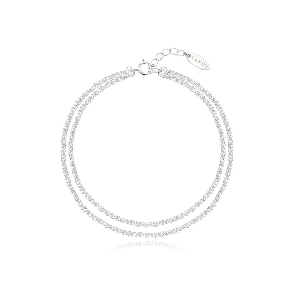 Tandy Silver 925 Women'S Margherita Snowflake Cut Chain Double-Strand Bracelet Tdb507