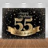 Sfondo per 55° Compleanno Forniture Palloncini Nero Oro 55 Anni Sfondo Decorazione Festa Scintillante Oggetti di Scena per Servizio Fotografico