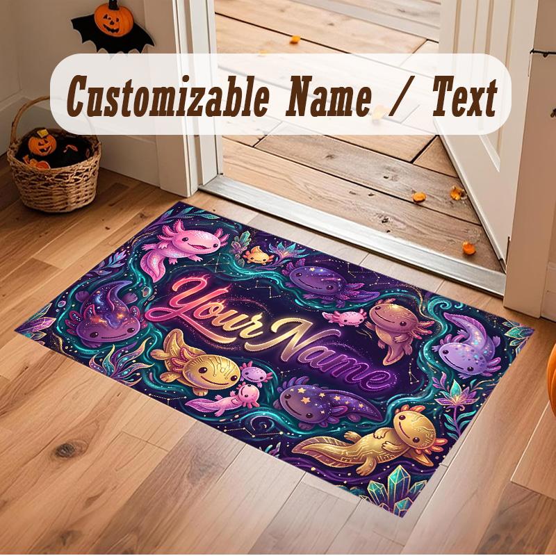 Underwater Fish Theme Soft Crystal Velvet Rug Custom Name & Text Print Non Slip Floor Rug for Bedroom Living Room