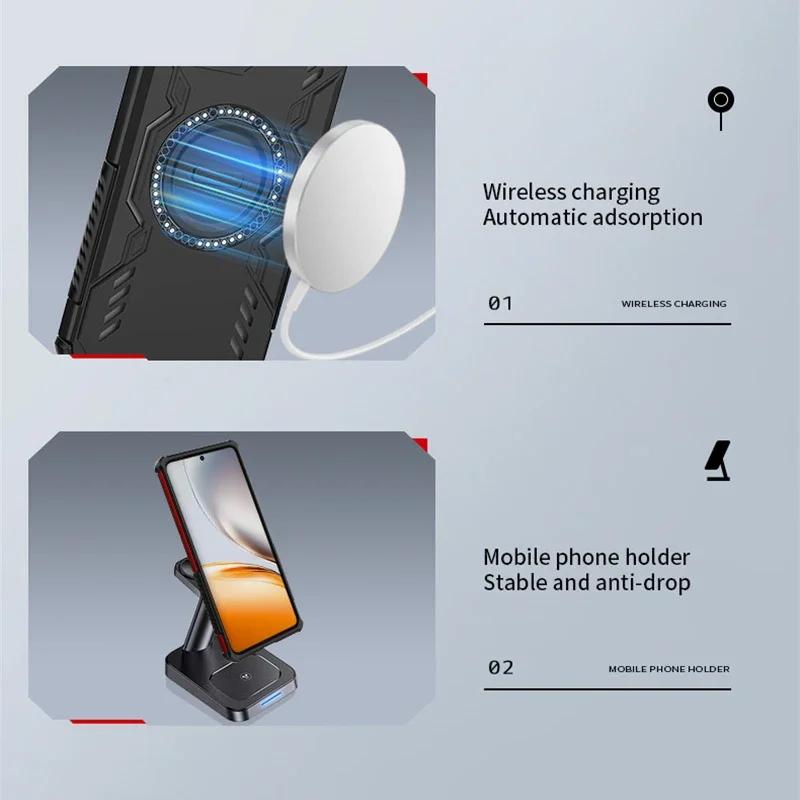 Etui ochronne z pancerzem, odporne na wstrząsy, z osłoną obiektywu, magnetyczne, kompatybilne z Magsafe, do ładowania bezprzewodowego, dla telefonu Motorola Moto Edge 50 60 Pro Fusion Neo