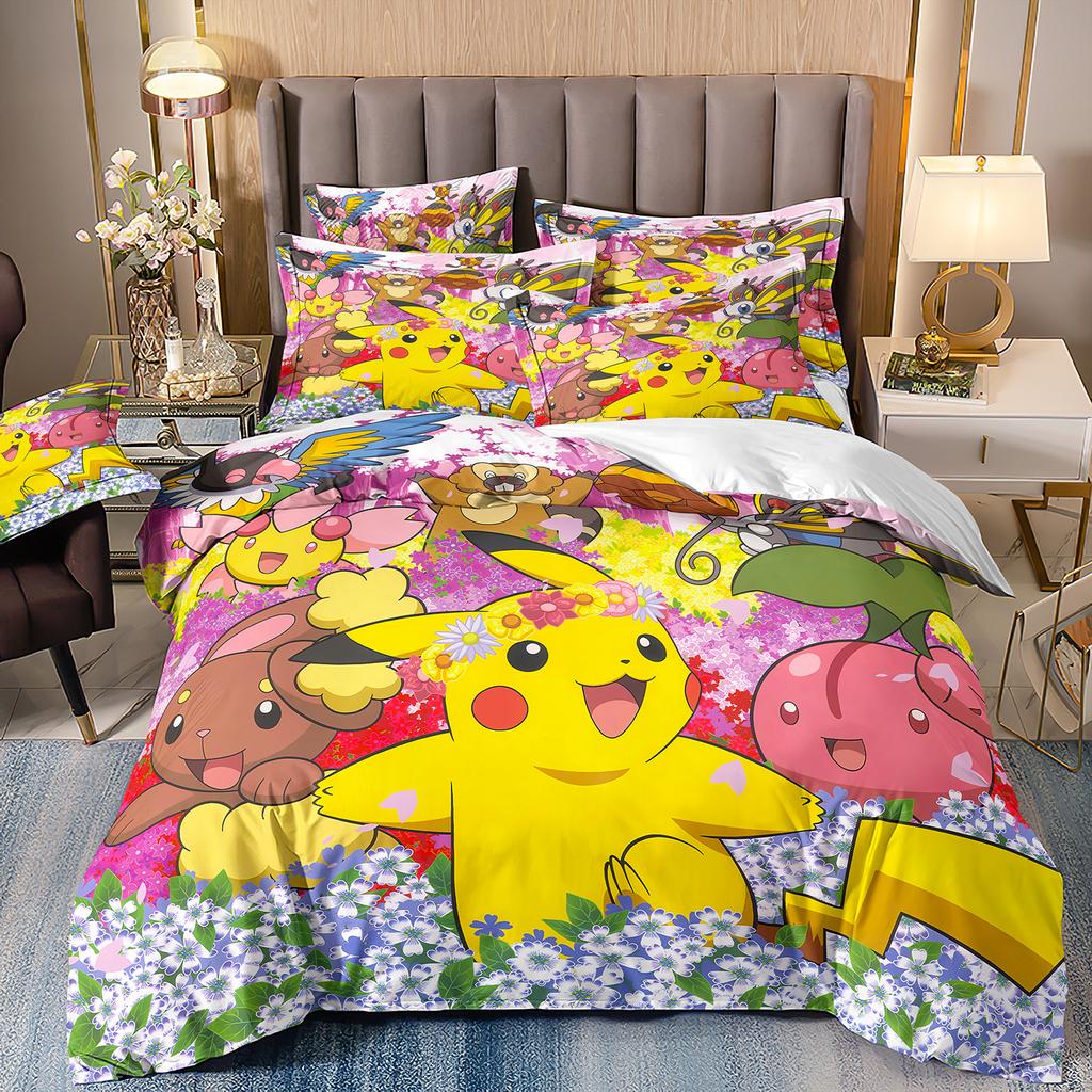 Cette Anime Pokemon Collections de Linge de LitPikachu Housse de Couette Collection EnfantsDécoration de ChambreAvec Taie d'OreillerPlusieurs Tailles