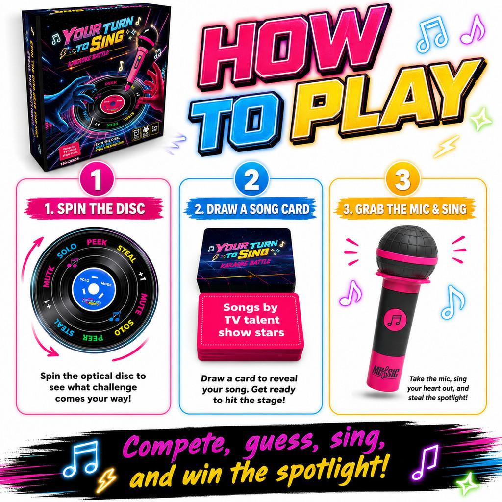 Gioco Karaoke Battaglia Grabthemic con Microfono Interattivo per Divertimento in Festa