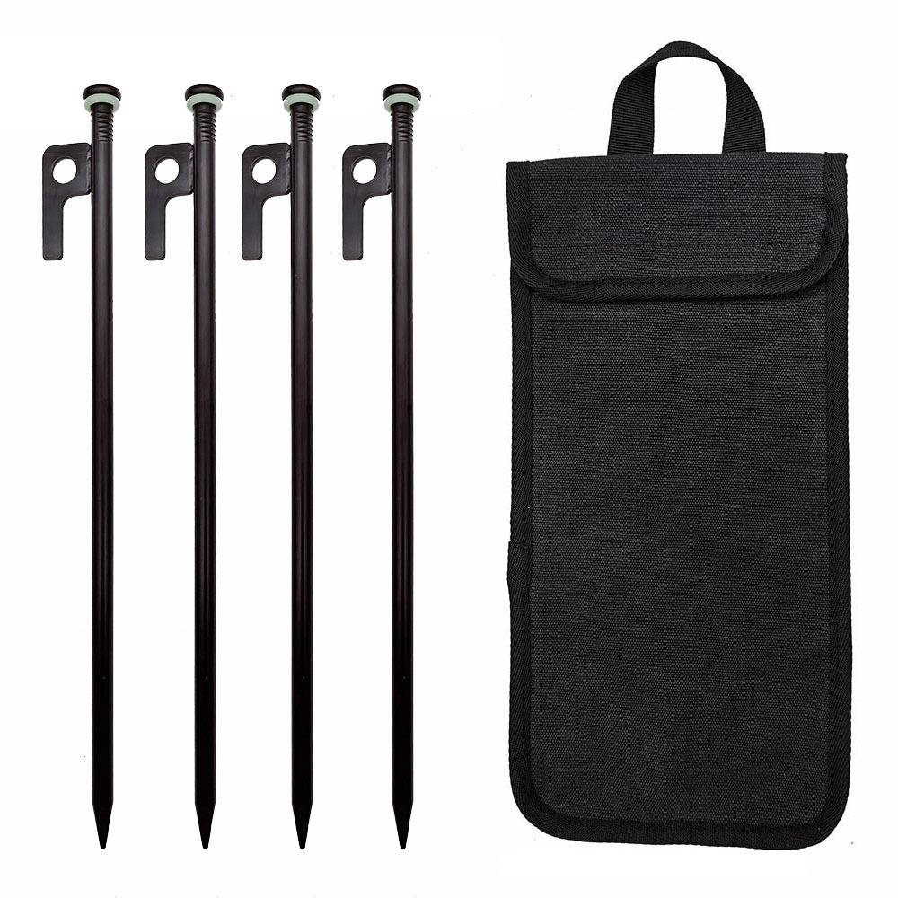 Tent Stakes Heavy Duty Metal Tent Pegs Steel Tent Stakes Fluorescent Silicone Rings Special Bag for Camping Used On Rocks