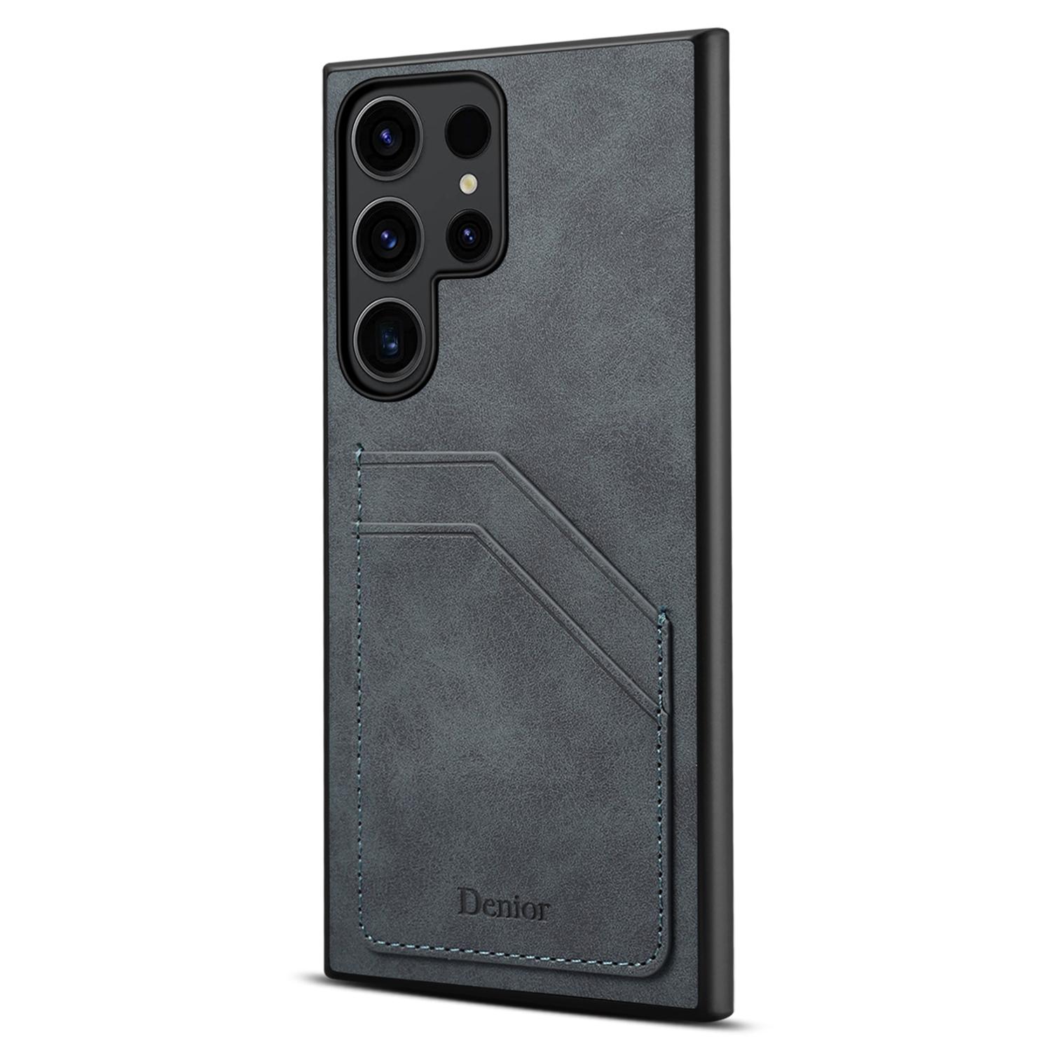 

DENIOR For Samsung Galaxy S23 Ultra Case PU Leather Coated PC+TPU Dual Card Holders Phone Cover C