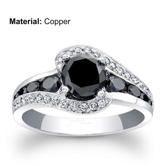 Finger Ring Geometric Black Cubic Zirconia Jewelry Appearance Exquisite Finger Ring for Wedding