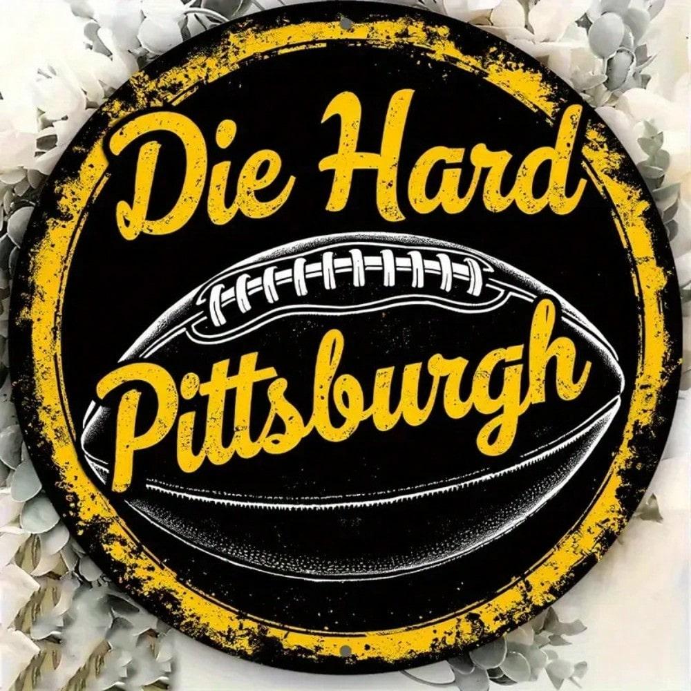 Pittsburgh Steelers Licensed NFL Metal Wall Art Rustic Tin Sign Home Office Garage Decor 20x20