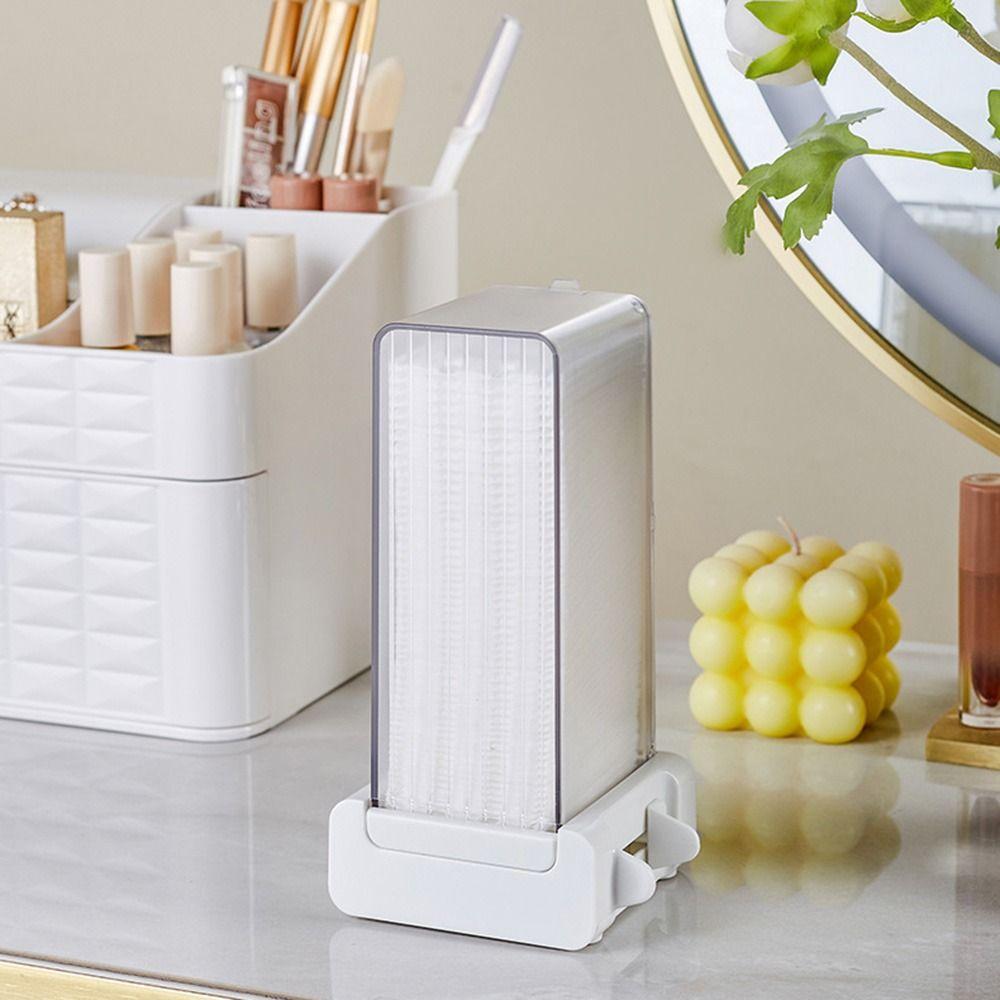 Transparent Covered Automatic Cotton Pad Dispenser Press Type Makeup Cotton Pad Organizer  Home