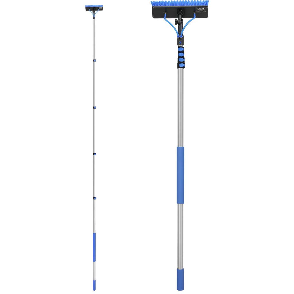 VEVOR Water Fed Pole Kit, 7.3m Solar Panel Cleaning Pole with Extendable Handle, 180 degrees Rotatable Brush Head & 20m Hose