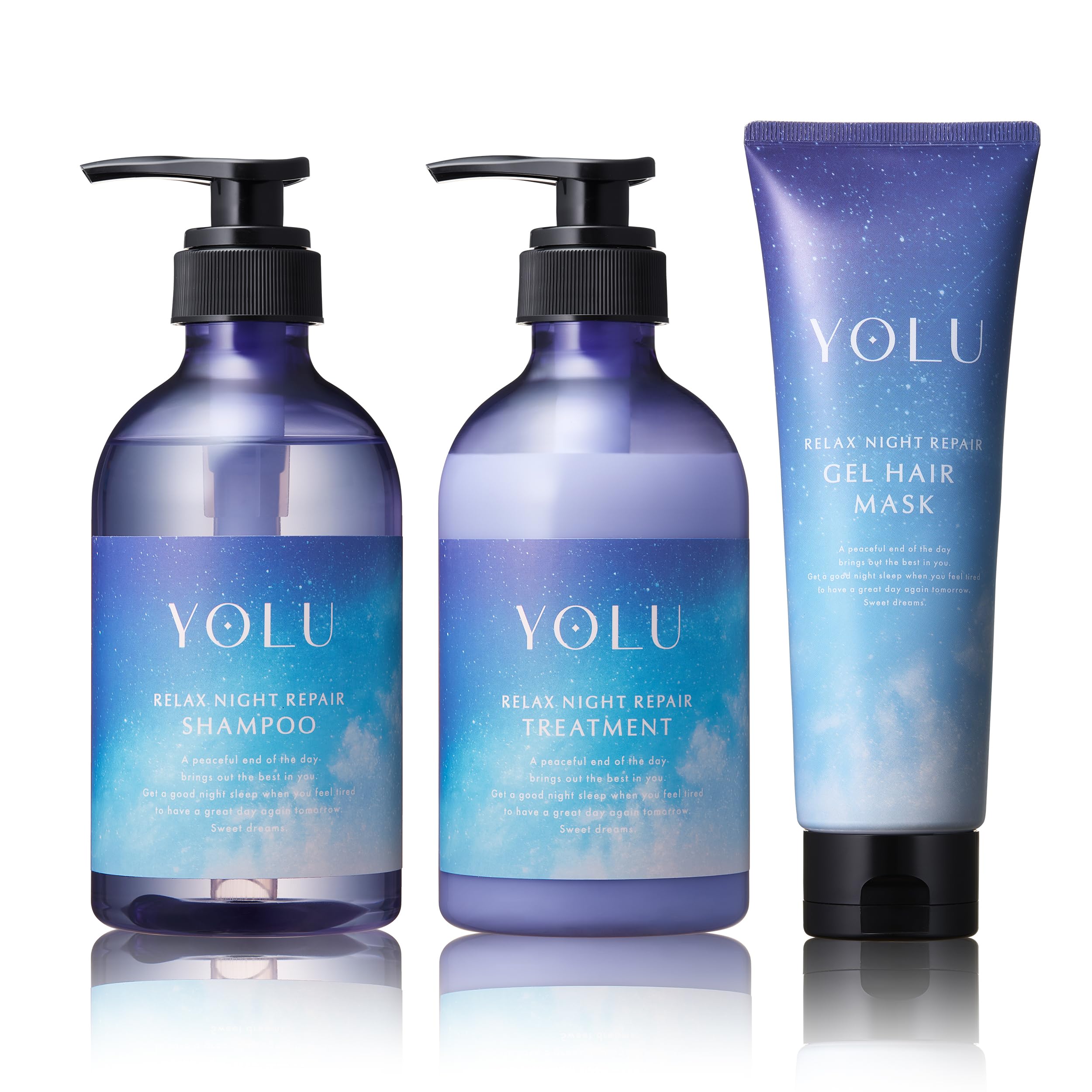

YOLU Relax Night Repair and Hair Mask [New Model] 3-Piece Set Shampoo, Treatment,