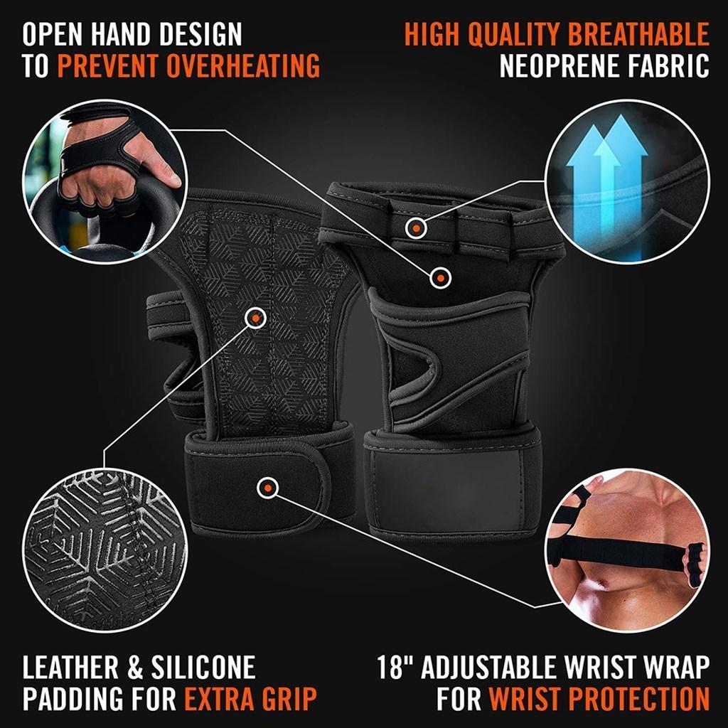 WorthWhie Gym Fitness Handschuhe Hand Palm Protector mit Handgelenk Wrap Unterstützung Crossfit Workout Bodybuilding Power Gewichtheben