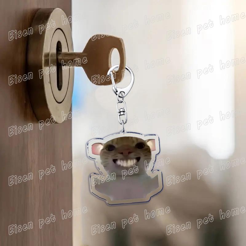 Beliebte Niedliche Katze Lustige Schlüsselanhänger für Zubehör Tasche Haustier Katzenliebhaber Meme Miau Schlüsselanhänger Ring Schmuck Fans Geschenke Schlüsselanhänger