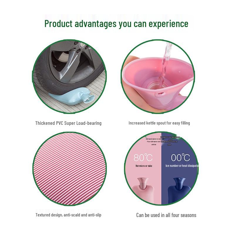 Große Heißwasserflasche für Bauch, Nacken und Rücken – Langes Streifendesign für die Wärmetherapie