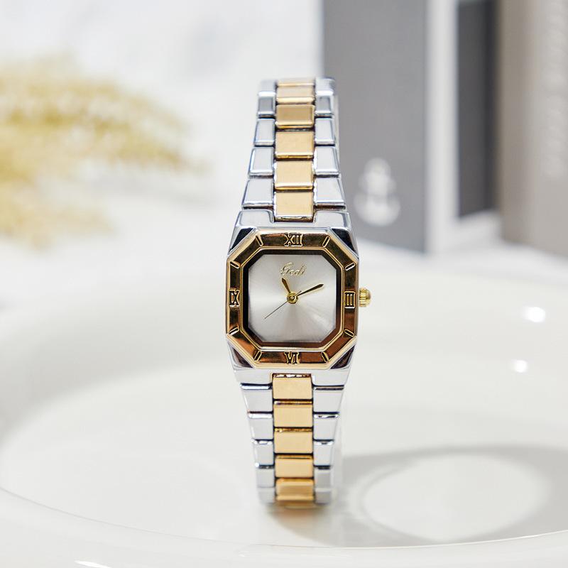 Medieval Gold Steel Belt Watch Women'S High-Value Niche Square Quartz Watch Women'S High-End Quartz Watch