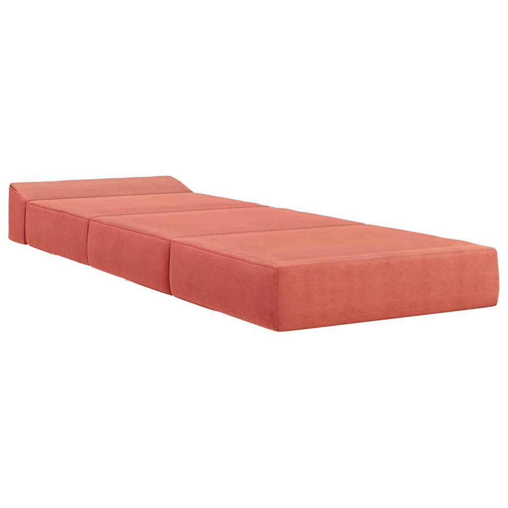 Folding Sofa Bed Red Orange 200 X 70 X 15 Cm Corduroy Fabric