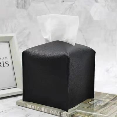 Tissue Box Cover Square Decorative PU Leather Holder Modern Tissue Case Facial Paper Organizer Dispenser For Bathroom Countertop