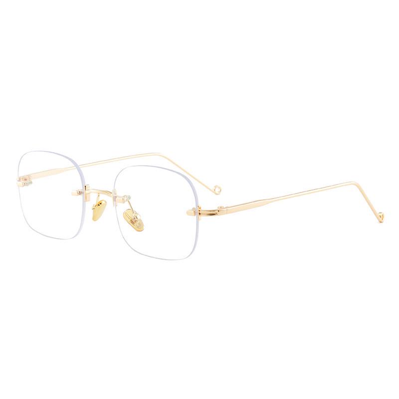 Pure Desire Frameless Celebrity-Style Gold Wire Anti-Blue Myopia Glasses