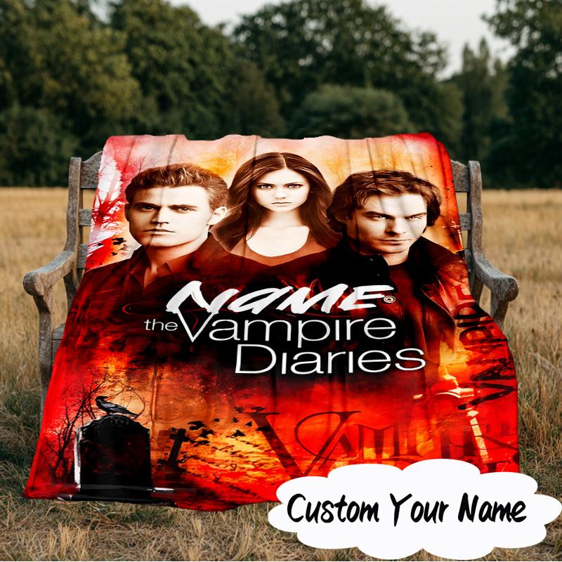 Custom Name Vampire Diaries Blanket  Ideal Bedding Blanket Perfect for Travel, Camping, Living Rooms, Offices, Sofas, Fan Christmas gift