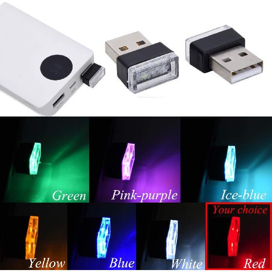 Febrytold Red Universal Mini USB LED Car Interior Ambient 2 Pcs | Resistant to Dust and Splashes, Easy to Clean. The Vehicle Lights up When Powered