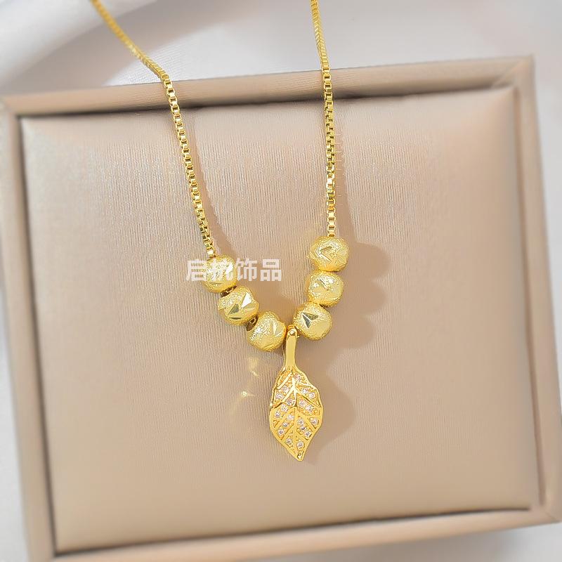 Full Of Diamonds, Gold Branches And Jade Leaves Necklace, Women'S Light Luxury And Versatile Temperament, Slightly Inlaid Collarbone Chain