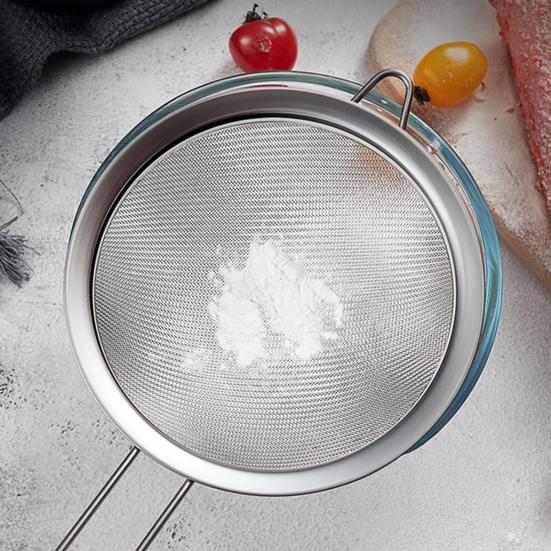 Zestaw Sitka Kuchennych ze Stali Nierdzewnej, Drobne Oczko, Różne Rozmiary, do Mąki, Oleju i Soków, Długi Uchwyt, Bezpieczny do Mycia w Zmywarce, Wszechstronne Sito do Gotowania i Pieczenia