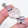 Natural Rose Quartz, Chalcedony 925 Sterling Silver Jewelry Pendant 2.40" I8s39