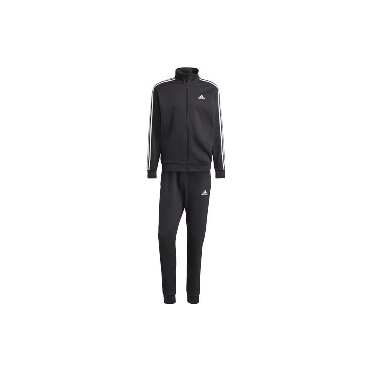 Adidas Basic 3-Stripes Fleece Track Suit Men Tracksuit Black IJ6067