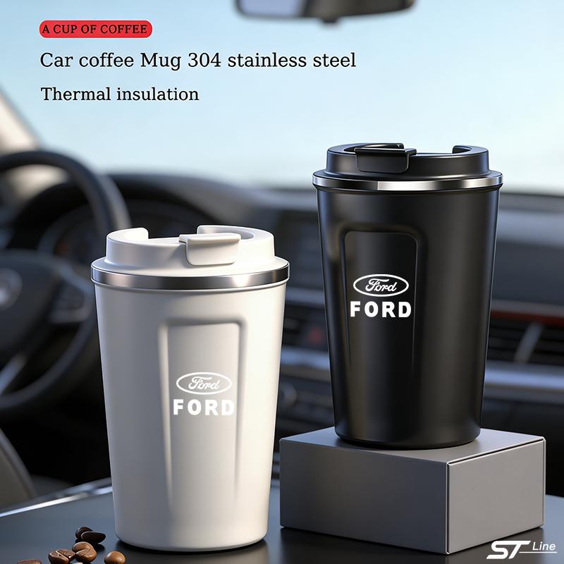 Portable Car h5 Coffee Cup Laser Auto Logo Insulated Mug For Ford ST Line Focus Mustang Fiesta Puma Ranger Kuga MK7 MAX F150 Mondeo