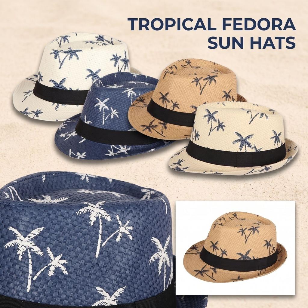 Unisex Hawaiian Straw Sun Hat for Summer Beach Travel Outdoor