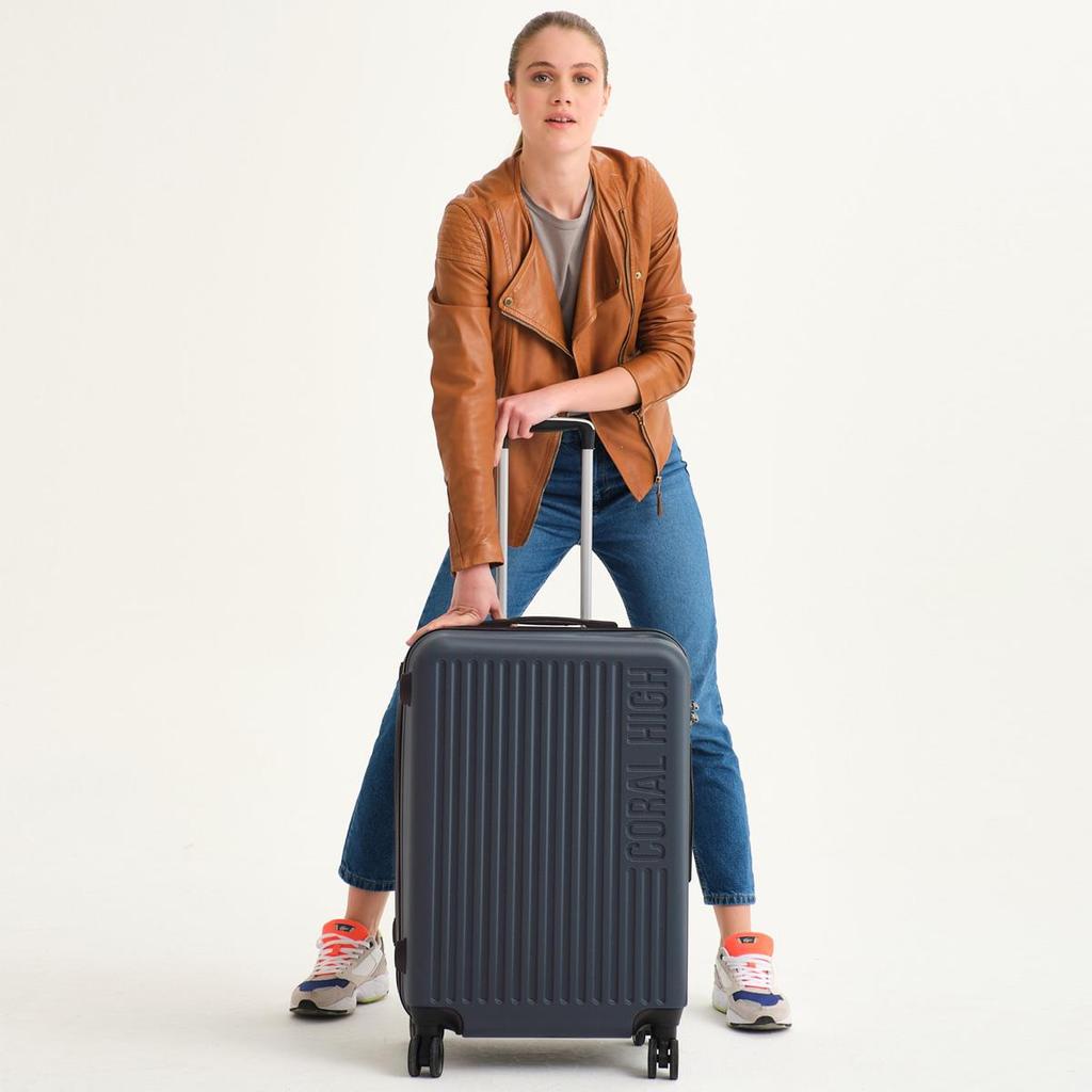 coral high ABS Dunkelgrauer mittelgroßer Koffer 16442