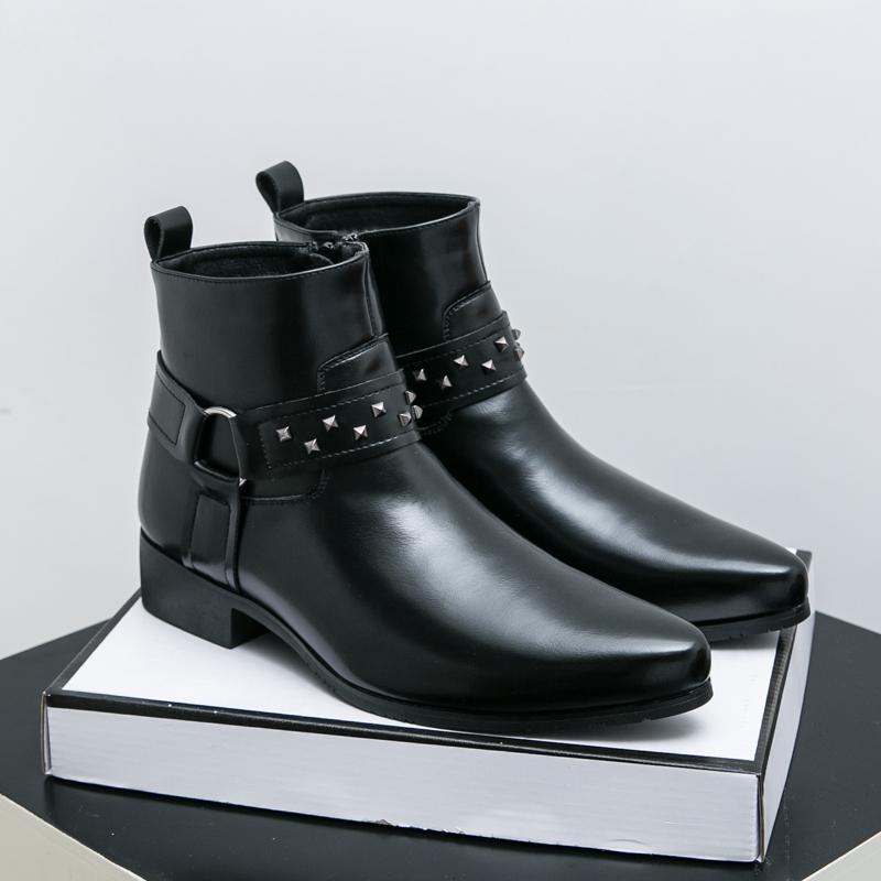 Fashion Men Ankle Boots Black Brown Side Zipper Outdoor Training Boots British Business Fashion Chelsea Boots Size 38-36 Men Boots