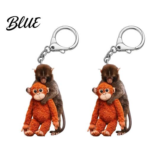 Keychain Accessory 2Pcs Punch Monkey Charm Key Chain Pendant Wear-Resistant Bag Backpack Car Keys Photo Prop Decoration Decorative
