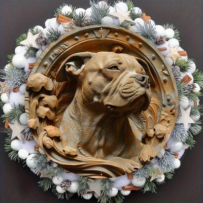 Round Wooden Sign Faux Wooden Carved Painted Circular Sign, Dormitory Decoration, Valentine's Day Gift, Hippie Themed, American and Terrier, 1PC