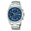 SEIKO SELECTION SBTQ071 Mens Wristwatch Battery-operated Quartz Chronograph Function Date Calendar Blue Dial Stainless Steel 10 ATM Water Resistance.