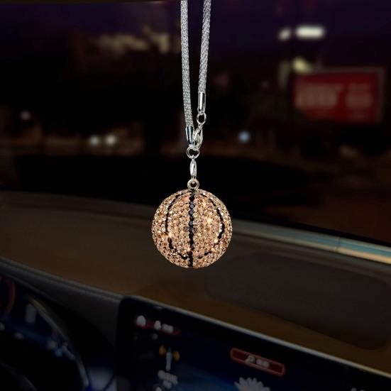Rhinestone Basketball Car Hanging Ornament Sports Fan Pendant for Rearview Mirror Vehicle Interior Decor Unique Gift for Basketball Fans