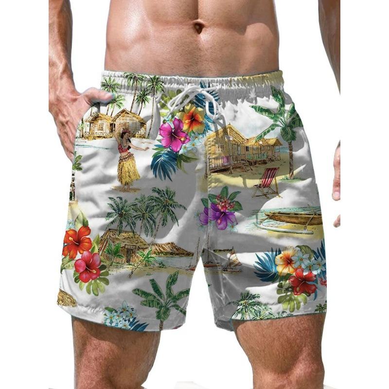 Summer 3D Beach Scenery Print Shorts Fashionable Casual Beach Men's Shorts