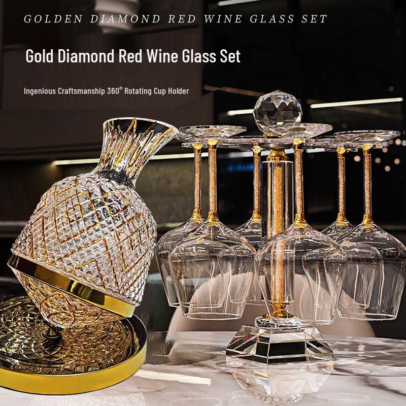 Luxury Crystal Rotating Wine Decanter Set